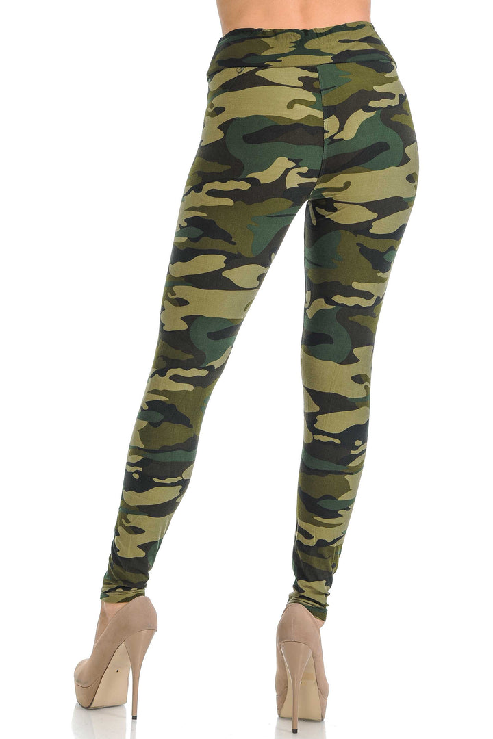 Buttery Smooth Green Camouflage High Waisted Leggings - EEVEE