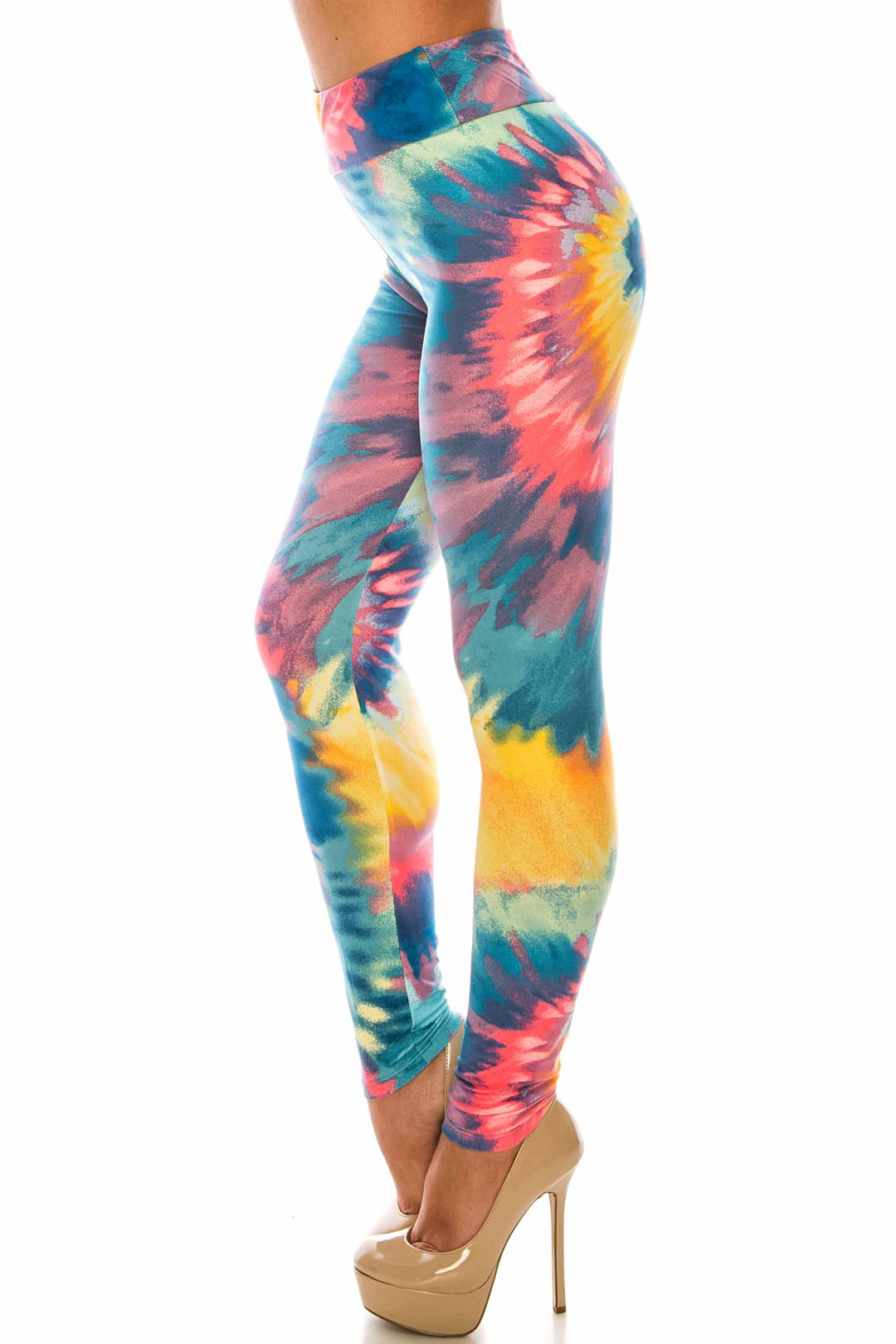 Buttery Smooth Multi-Color-Bold Tie Dye High Waisted Leggings