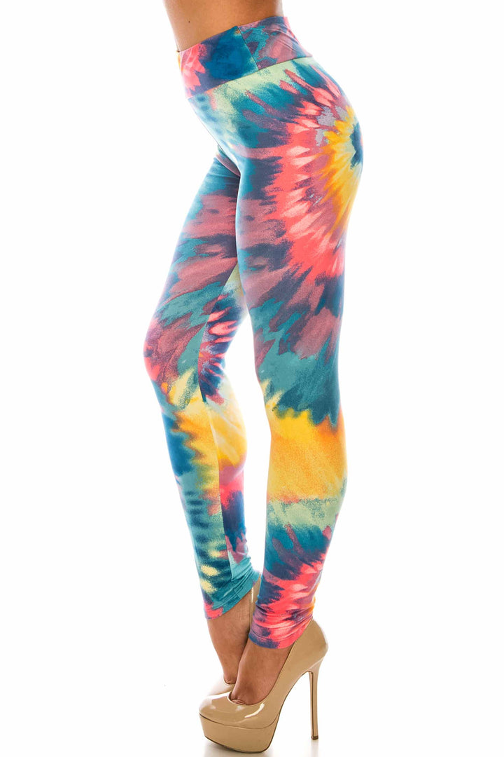 Buttery Smooth Multi-Color-Bold Tie Dye High Waisted Leggings