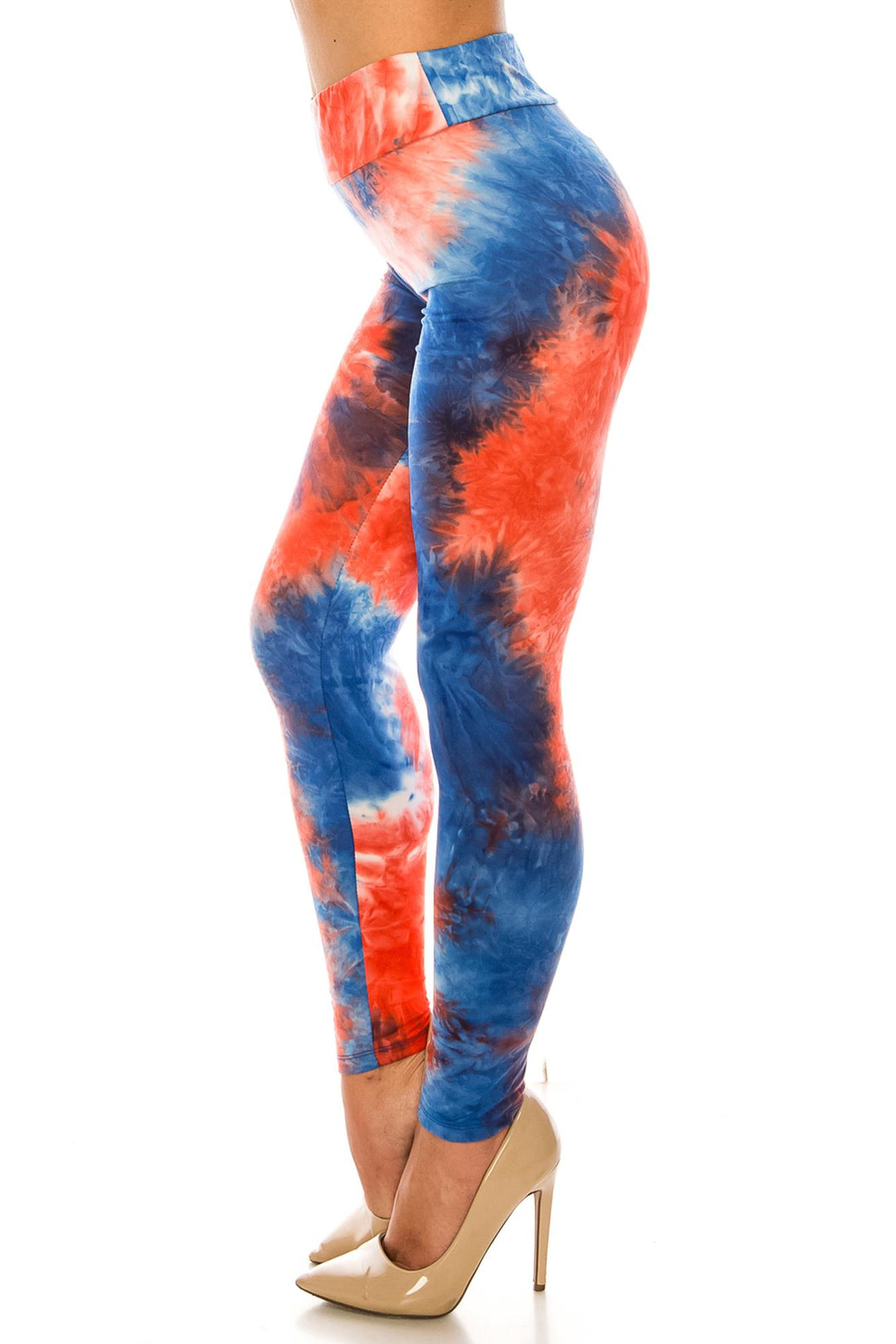 Buttery Smooth Red and Blue Tie Dye High Waisted Leggings