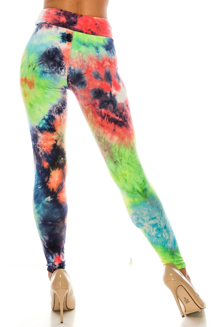 Buttery Smooth Summer Yellow Tie Dye High Waisted Leggings