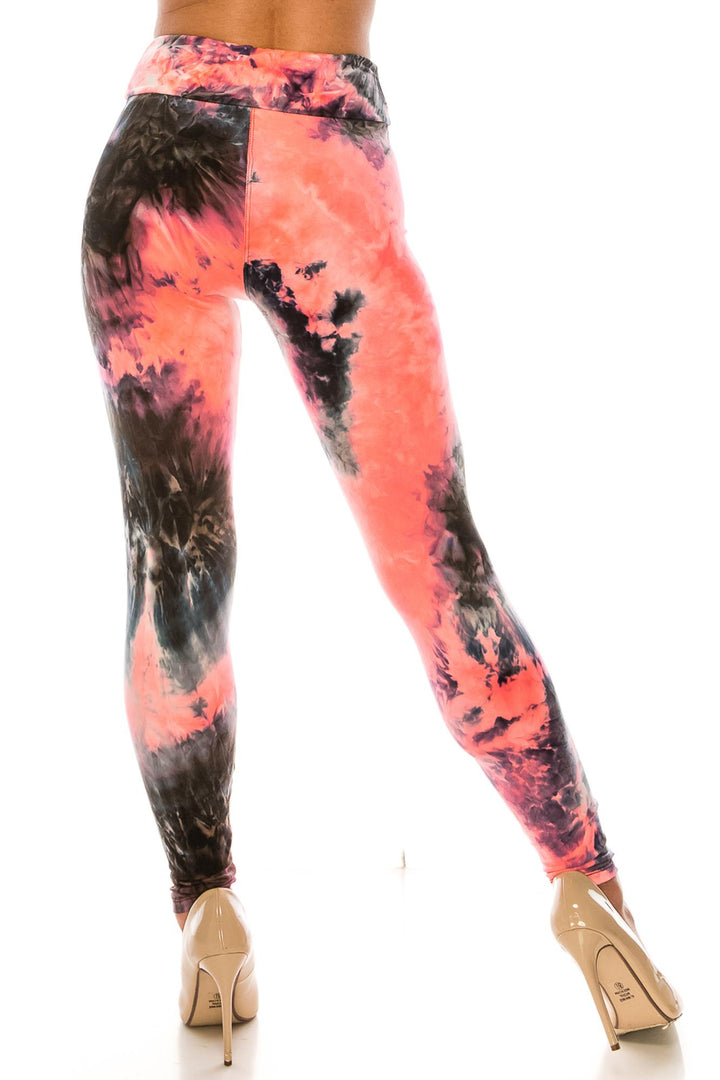 Buttery Smooth Coral Tie Dye High Waisted Leggings