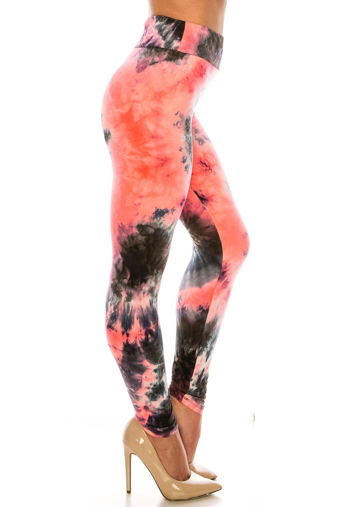 Buttery Smooth Coral Tie Dye High Waisted Leggings