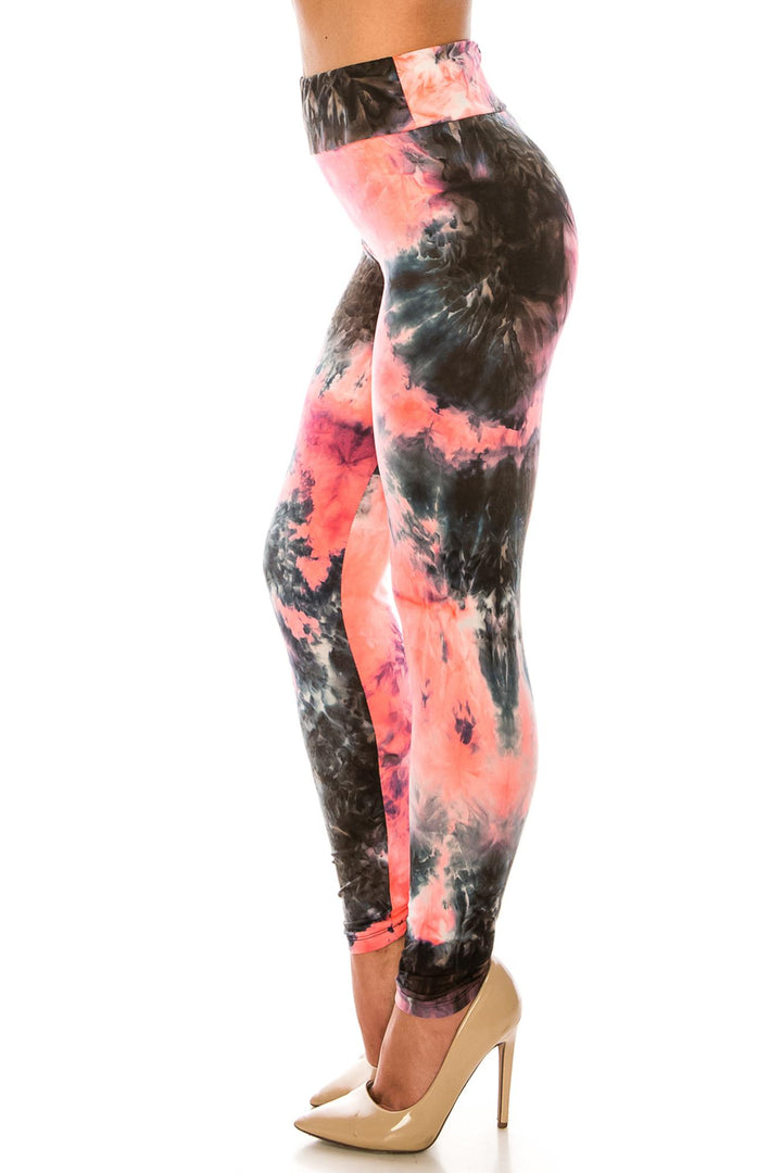 Buttery Smooth Coral Tie Dye High Waisted Leggings