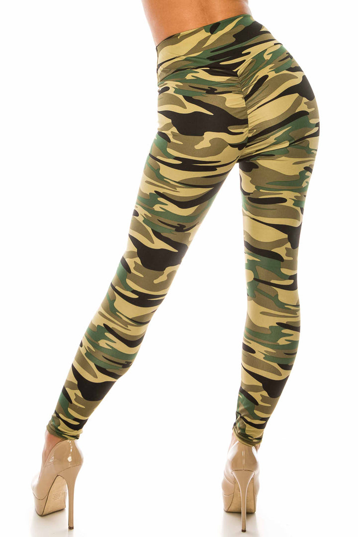 Green Camouflage Scrunch Butt Sport Leggings