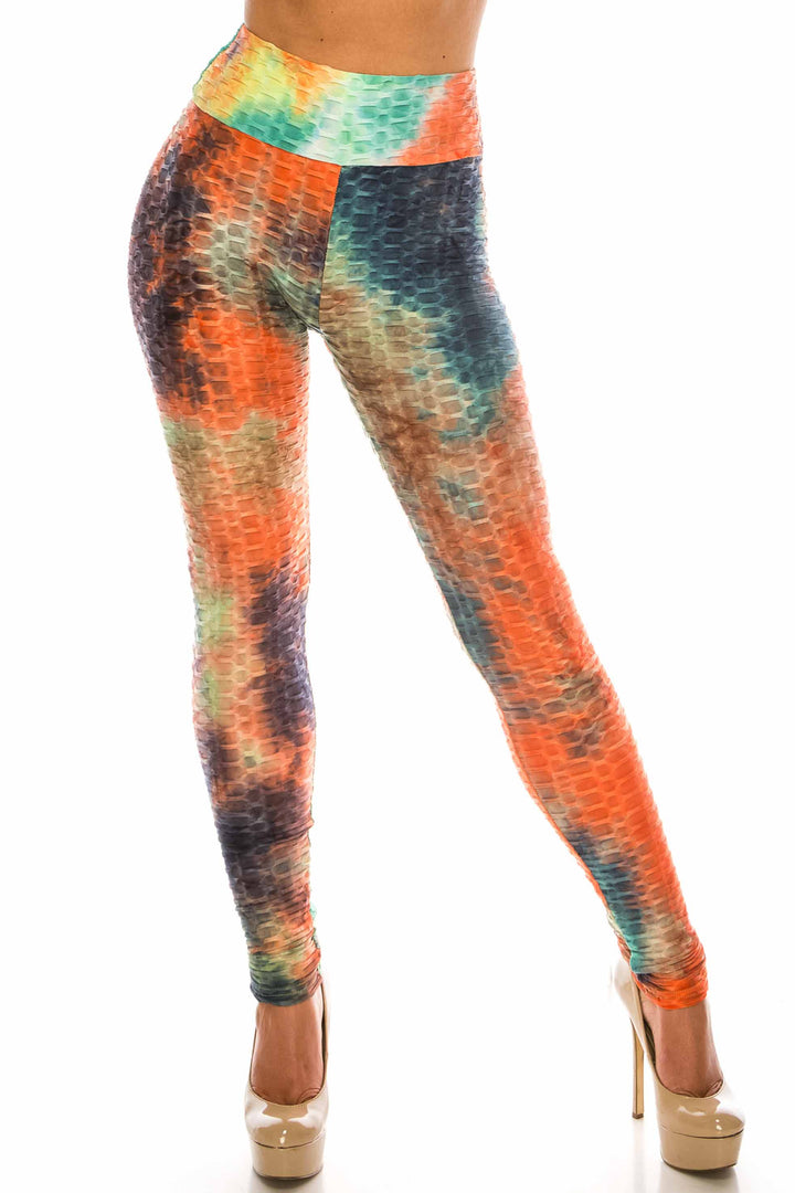 Multi Color Bold Tie Dye Scrunch Butt Sport Leggings