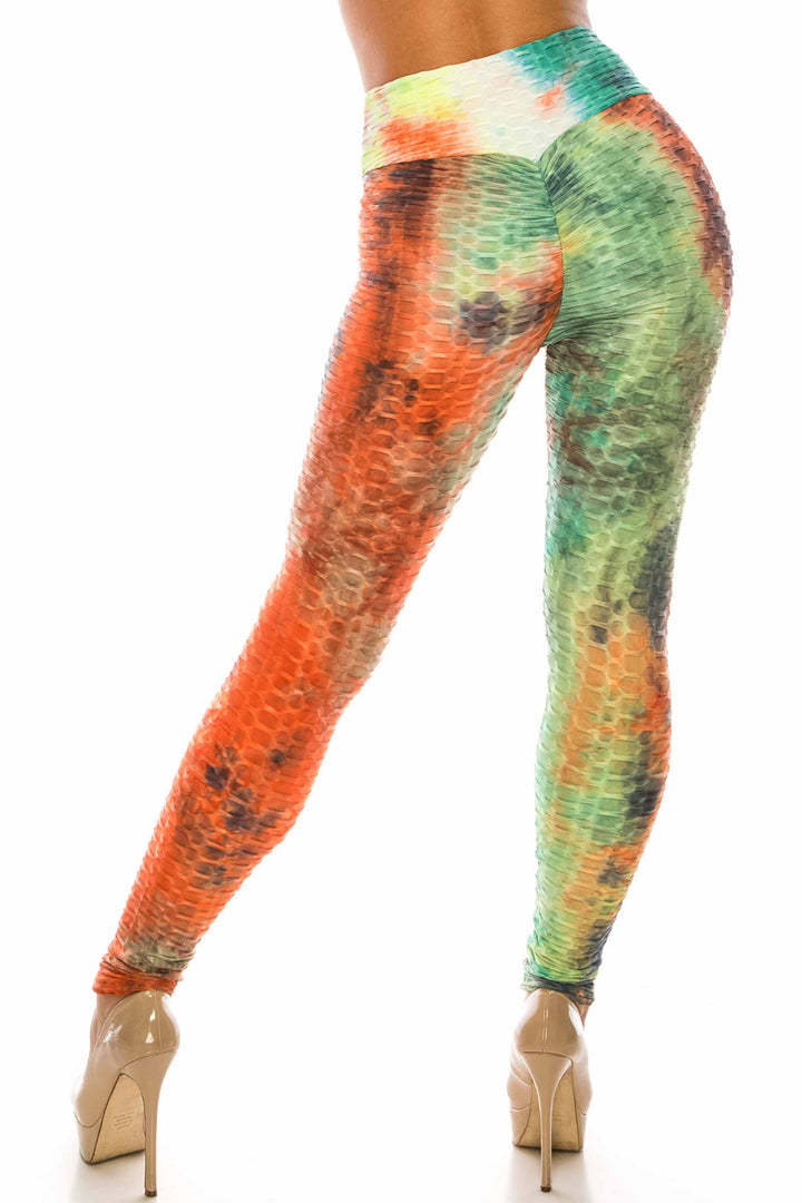 Multi Color Bold Tie Dye Scrunch Butt Sport Leggings