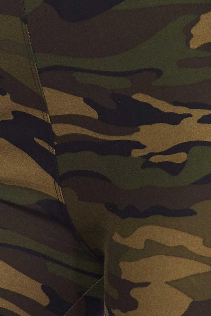 Buttery Soft Green Camouflage Leggings and Bra Set