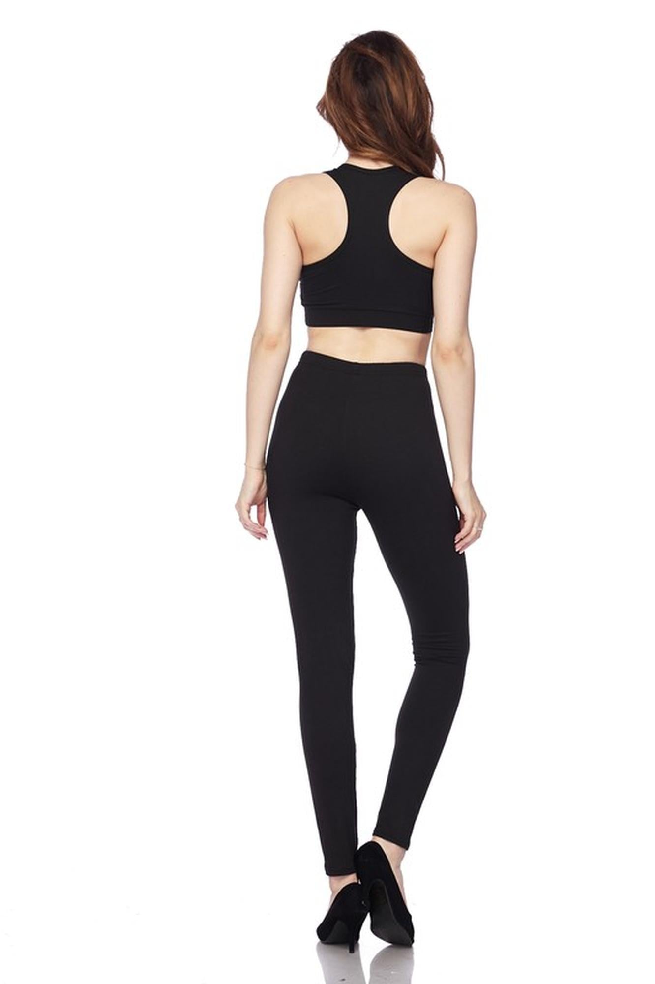 Buttery Soft Basic Solid Leggings and Bra Set