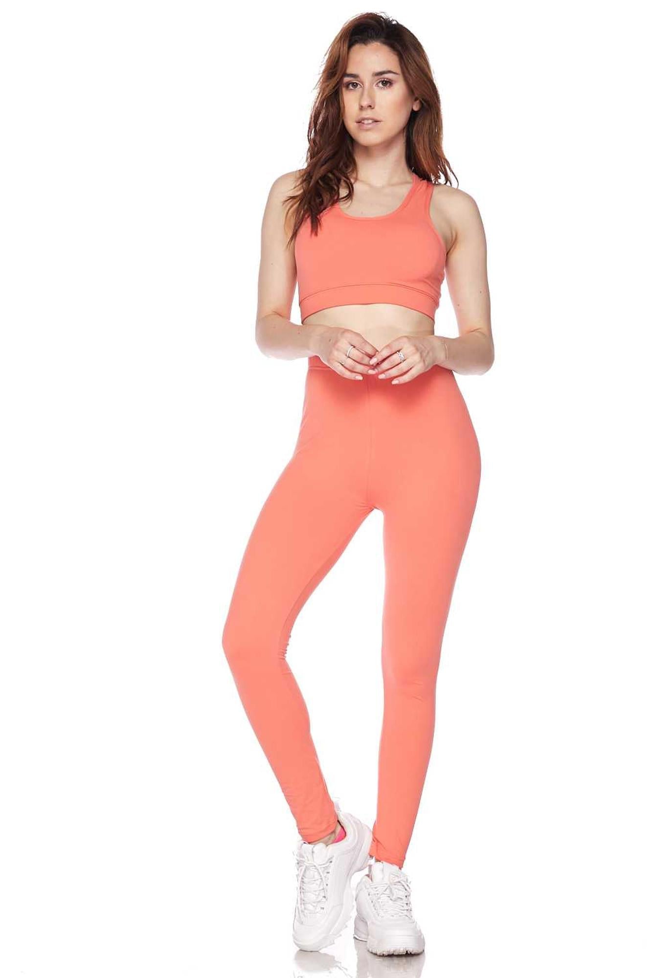 Buttery Soft Basic Solid Leggings and Bra Set