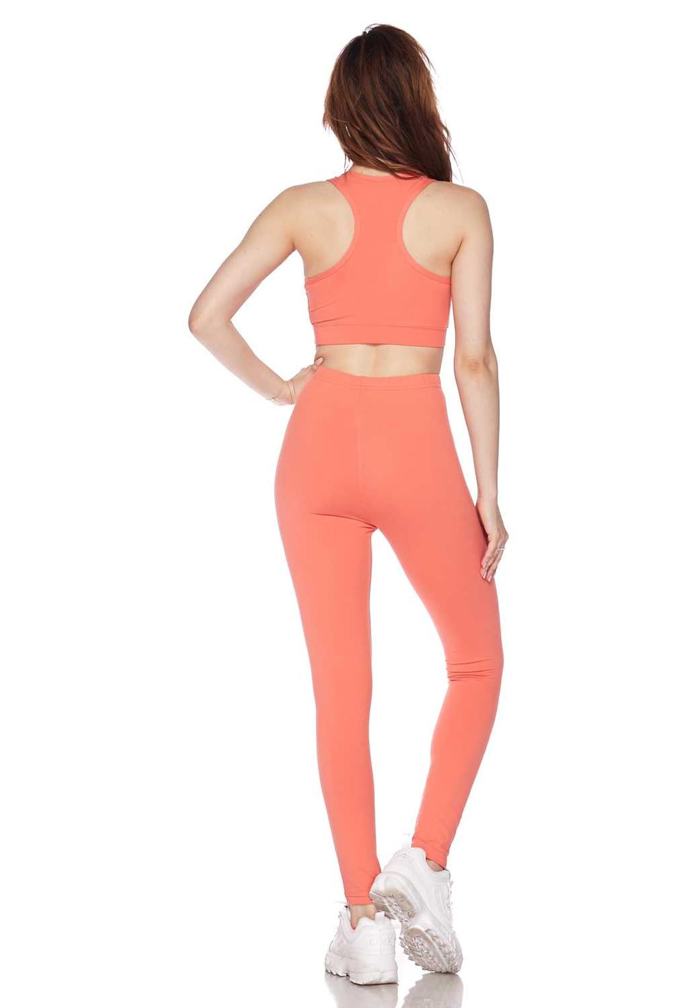 Buttery Soft Basic Solid Leggings and Bra Set
