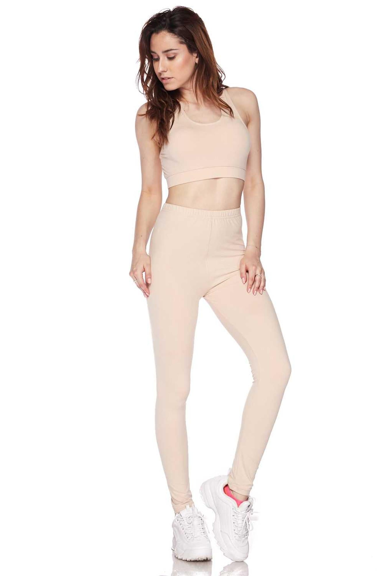 Buttery Soft Basic Solid Leggings and Bra Set