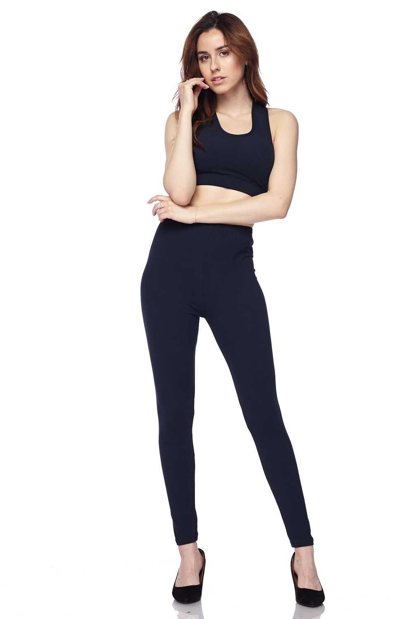Buttery Soft Basic Solid Leggings and Bra Set