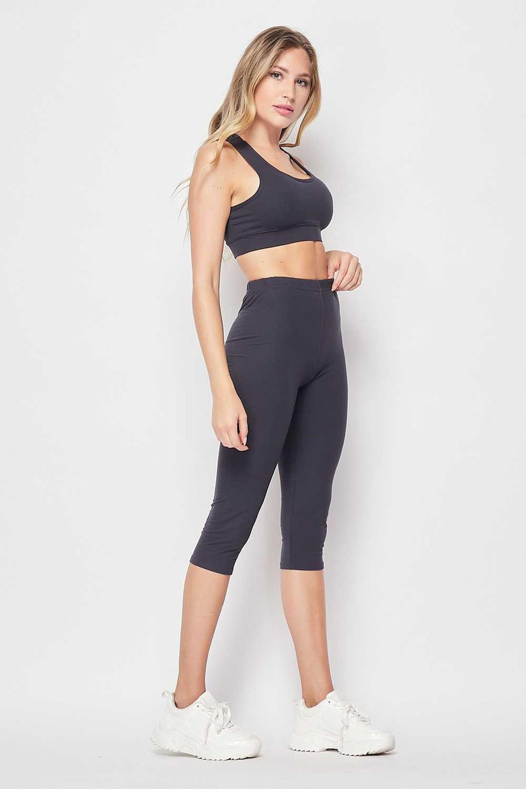 Buttery Smooth Basic Solid Capri and Crop Top Set