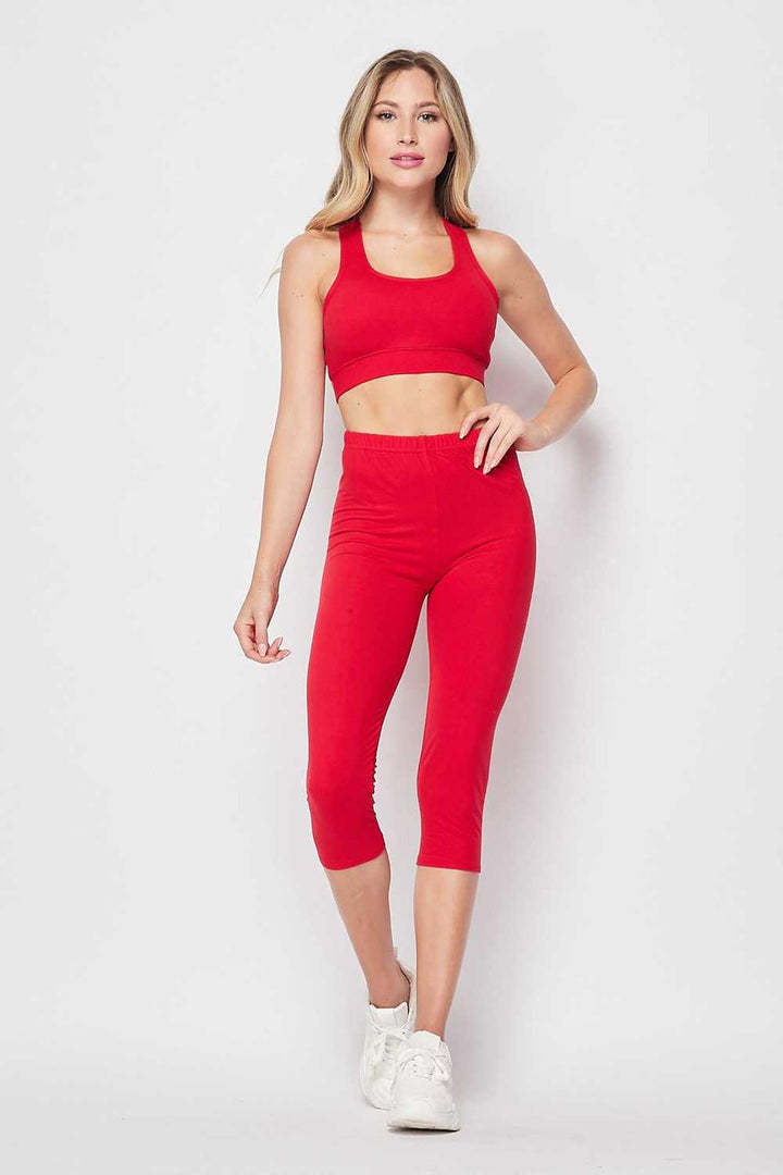 Buttery Smooth Basic Solid Capri and Crop Top Set