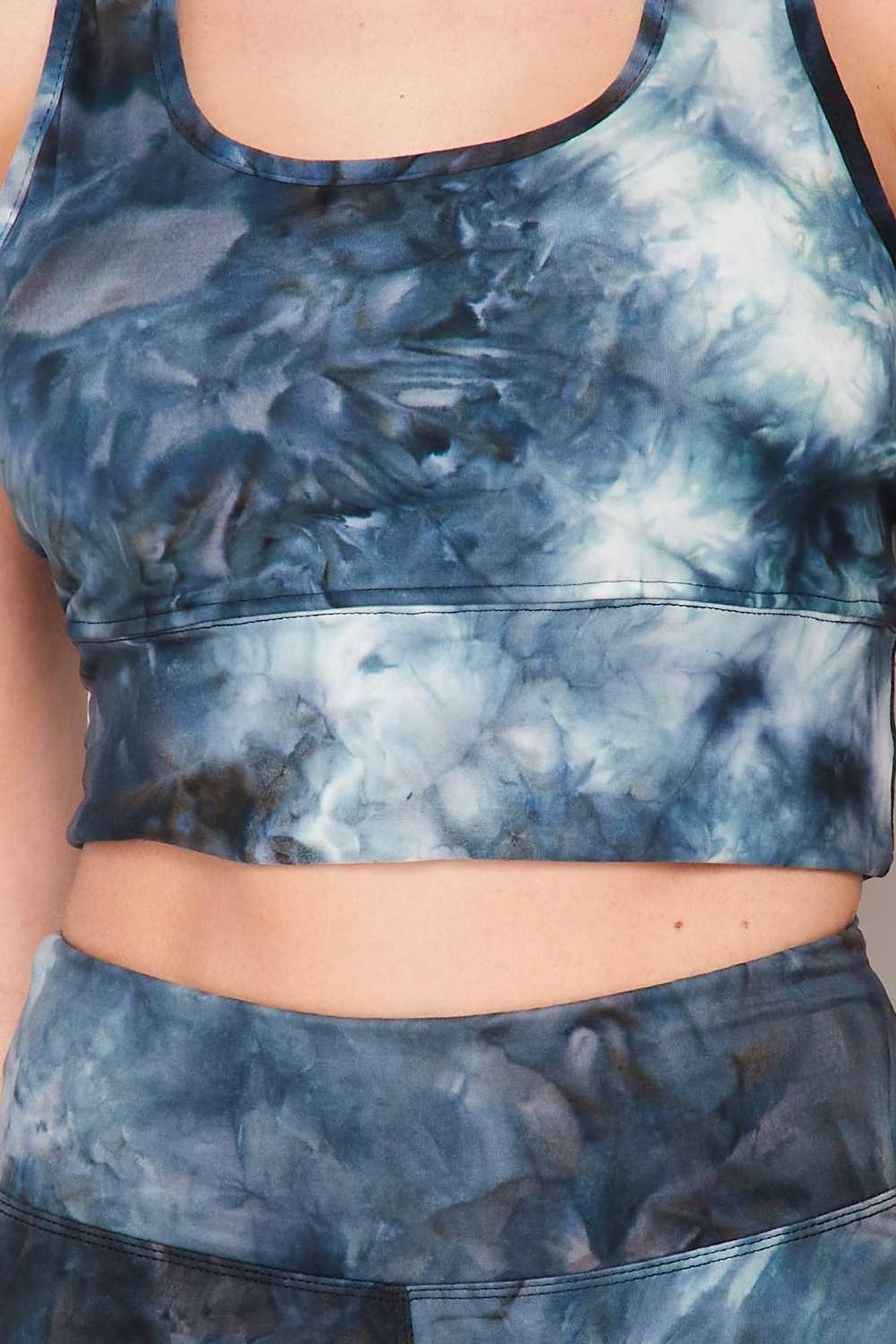 Tie Dye 2 Piece High Waisted Biker Shorts and Crop Top Set