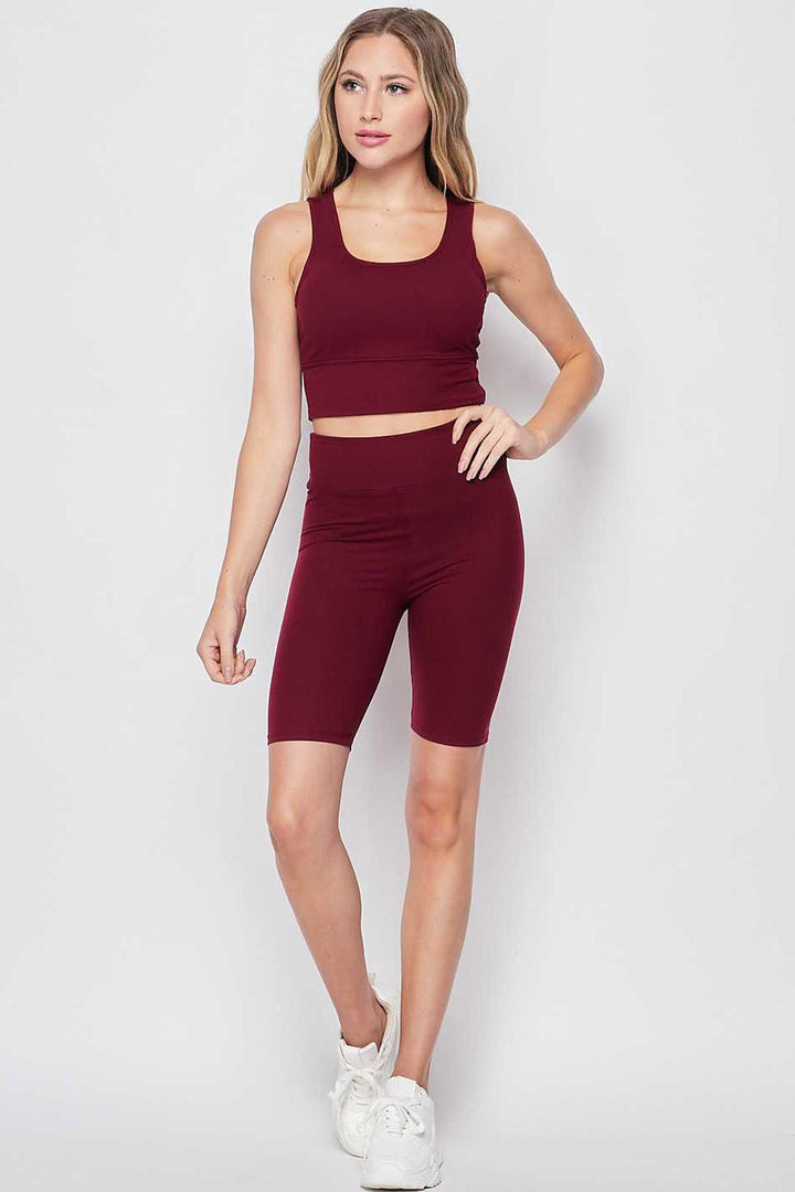 Buttery Soft 2 Piece High Waisted Shorts and Crop Top Bra Set