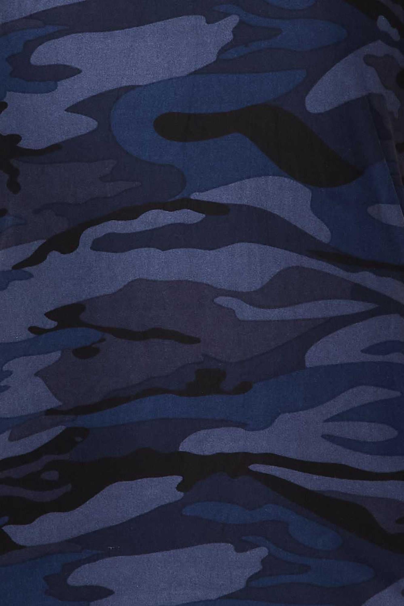 2 Piece Buttery Soft Navy Camouflage Biker Shorts and T-Shirt Set
