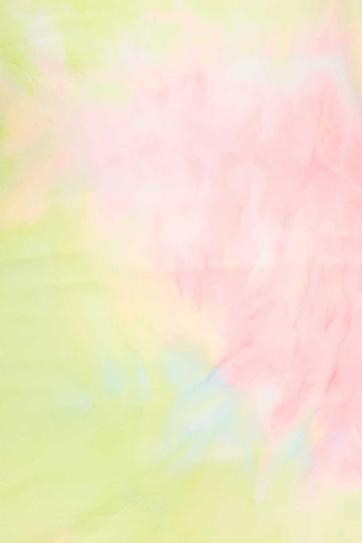 2 Piece Buttery Soft Pink and Yellow Tie Dye Biker Shorts and T-Shirt Set