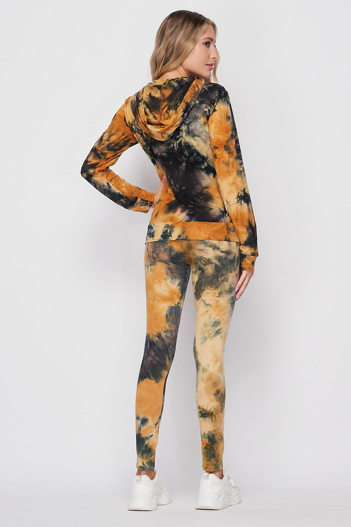 Tie Dye 2 Piece Leggings and Hooded Jacket Set