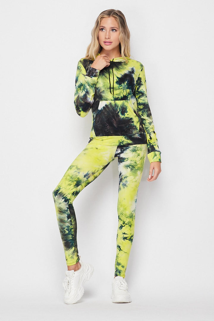 Tie Dye 2 Piece Leggings and Hooded Jacket Set