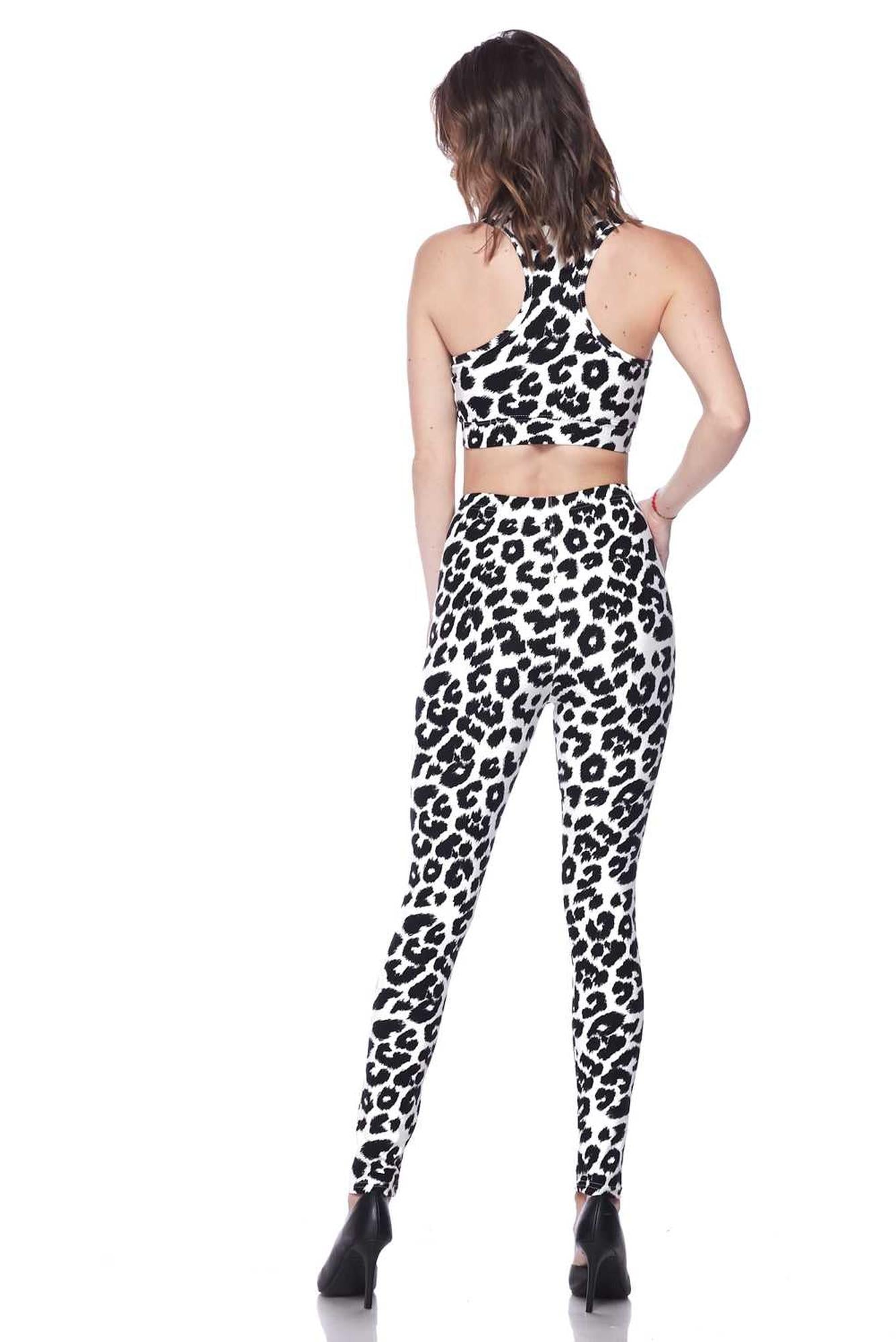 Buttery Smooth Ivory Spotted Leopard Bra and Leggings Set