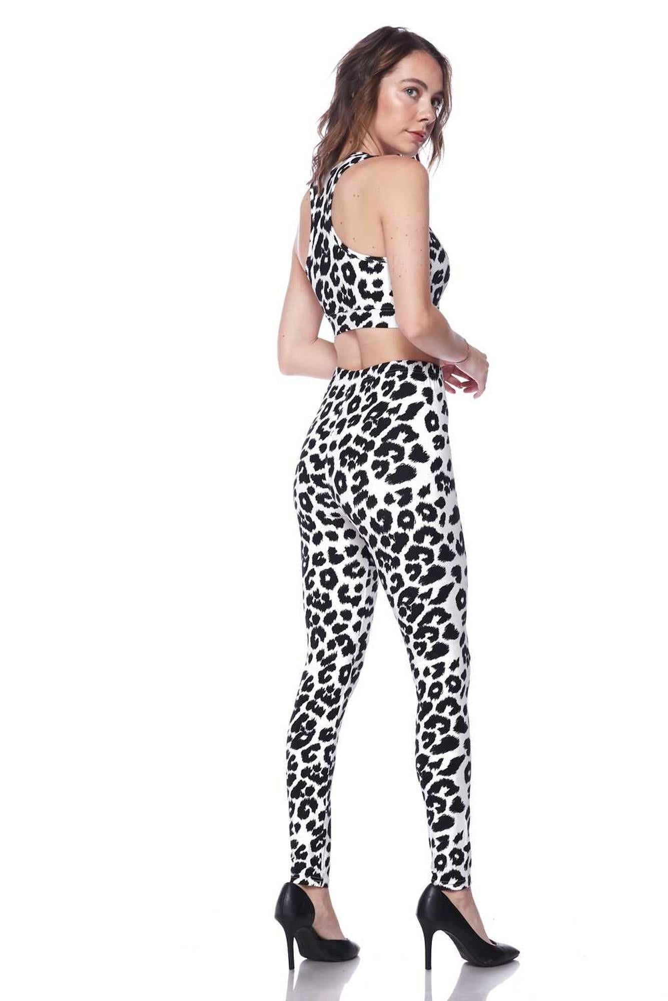 Buttery Smooth Ivory Spotted Leopard Bra and Leggings Set