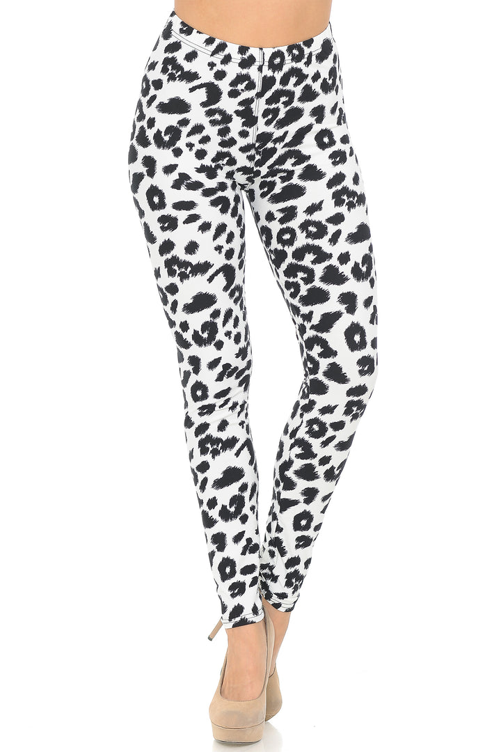 Buttery Smooth Ivory Spotted Leopard Bra and Leggings Set