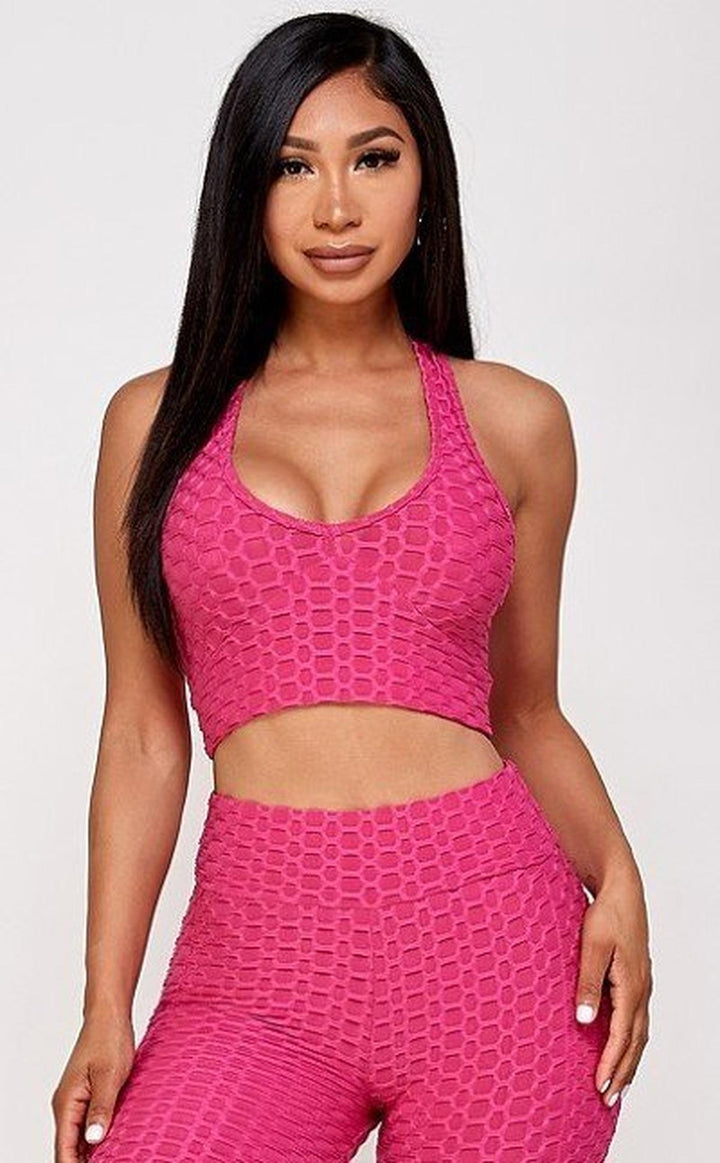 2 Piece Scrunch Butt Shorts and Crisscross Crop Top Set