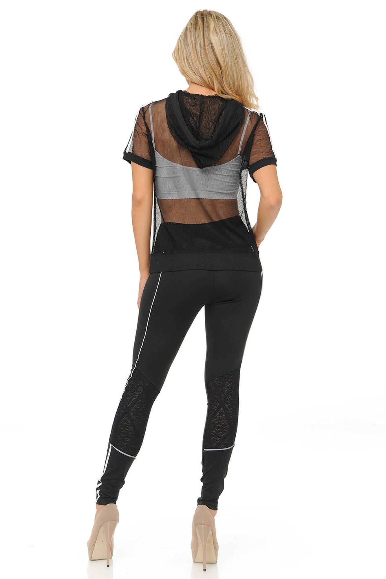 Premium Select Full Mesh Jacket with Slenderize Workout Leggings Set - Black