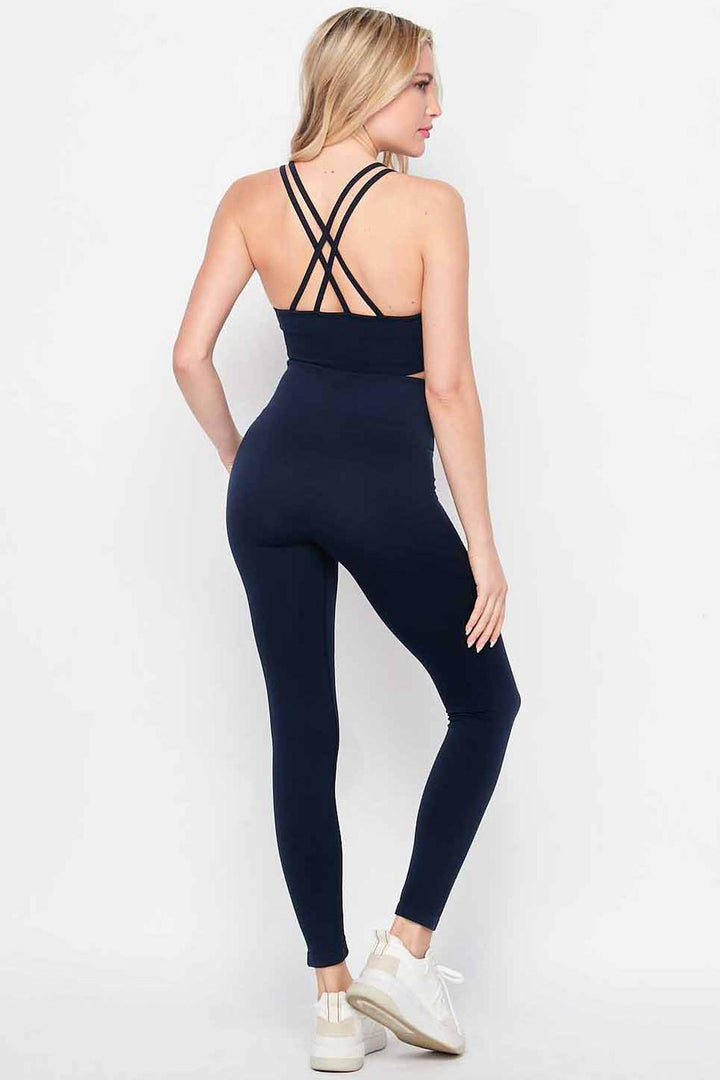 2 Piece Seamless High Waisted Leggings and Sports Bra Set