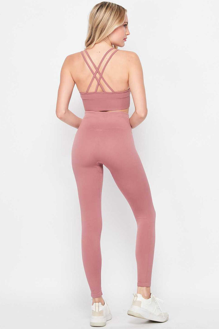 2 Piece Seamless High Waisted Leggings and Sports Bra Set