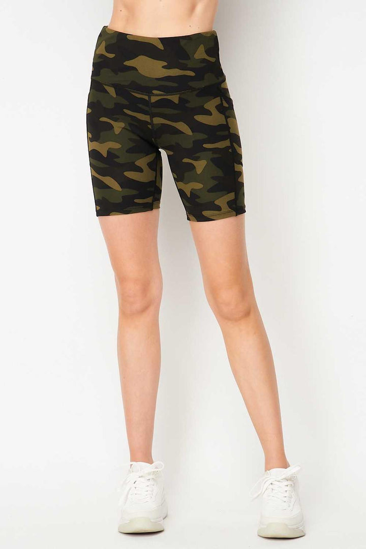 Sport High Waisted Camouflage Biker Shorts