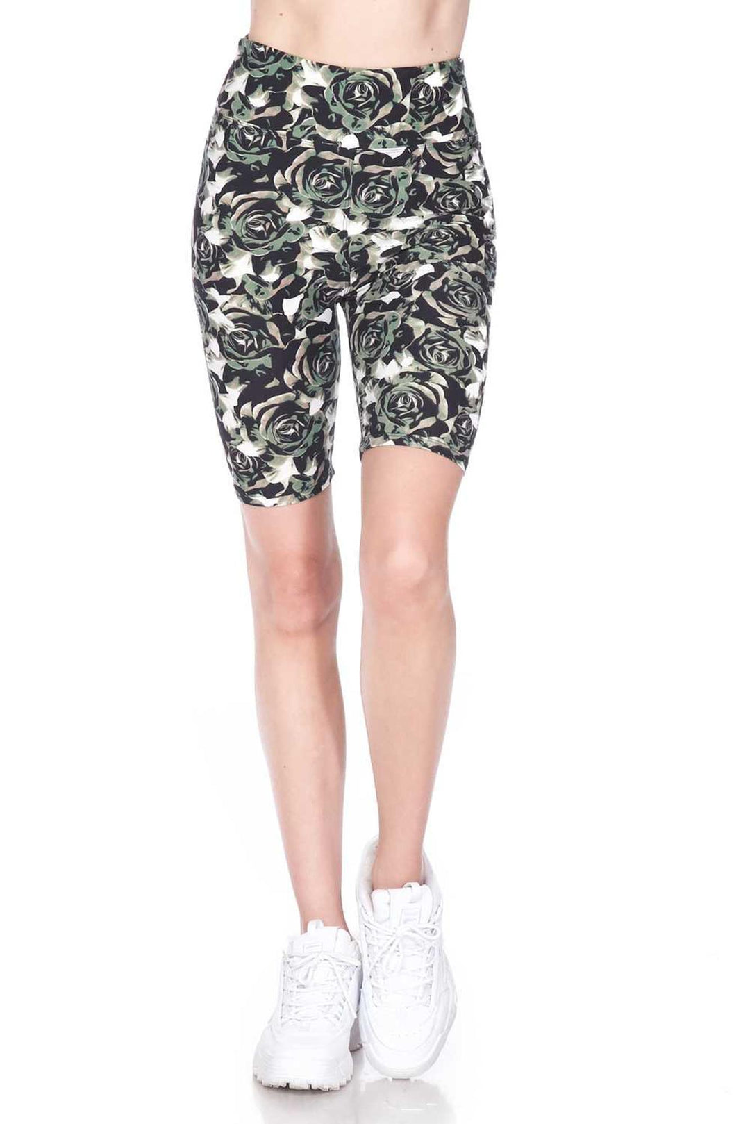 Buttery Soft Olive Rose Shorts - 3 Inch