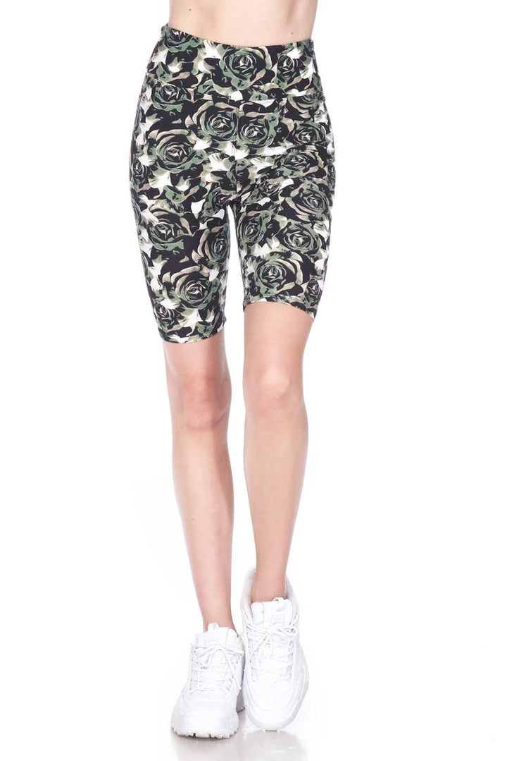 Buttery Soft Olive Rose Shorts - 3 Inch