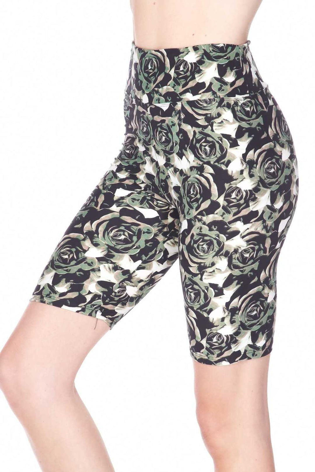 Buttery Soft Olive Rose Shorts - 3 Inch