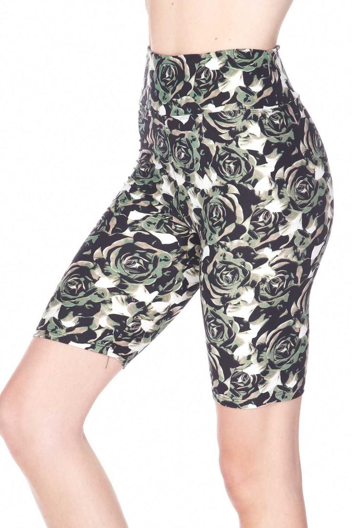 Buttery Soft Olive Rose Shorts - 3 Inch