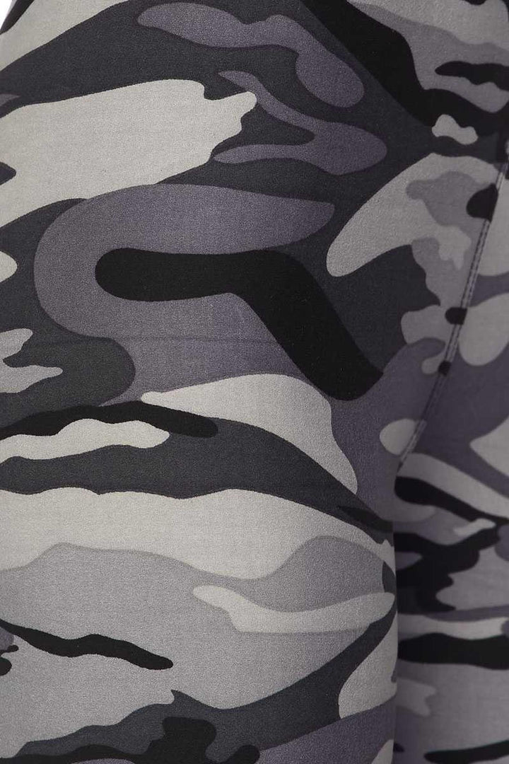 Buttery Soft Charcoal Camouflage Biker Shorts - 3 Inch Waist Band