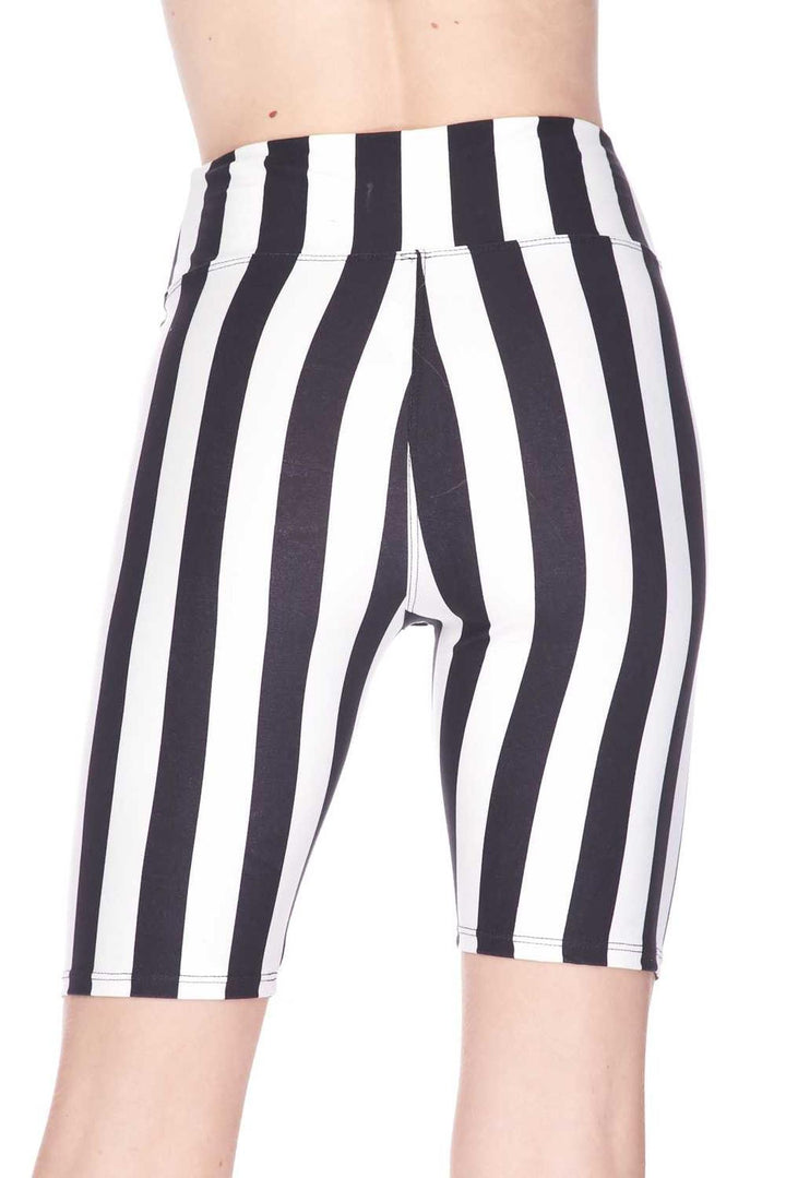 Buttery Soft Vertical Wide Stripe Biker Shorts - 3 Inch Waist Band