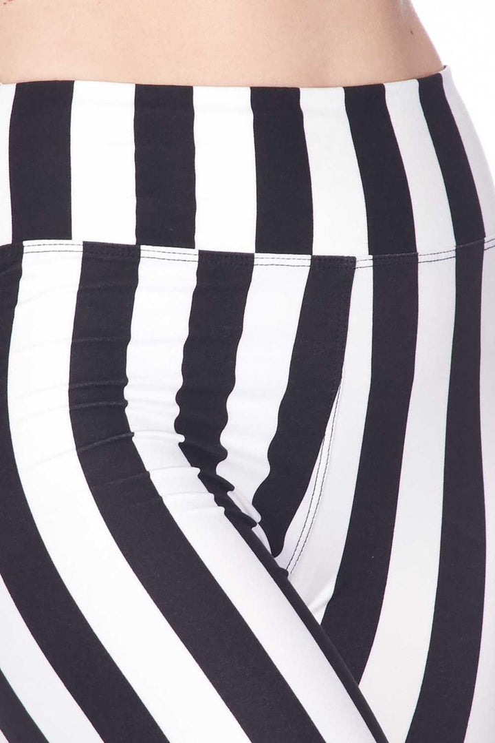 Buttery Soft Vertical Wide Stripe Biker Shorts - 3 Inch Waist Band