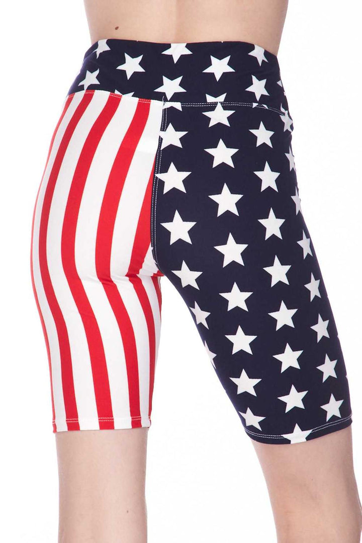 Buttery Soft USA Flag High Waist Biker Shorts - 3 Inch Waist