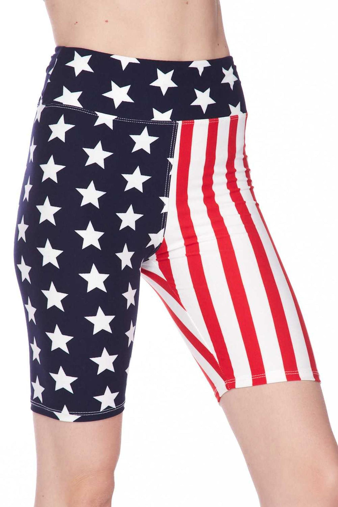 Buttery Soft USA Flag High Waist Biker Shorts - 3 Inch Waist