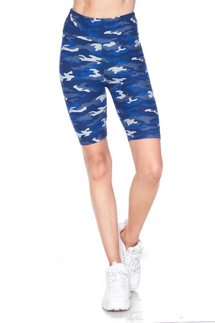 Buttery Soft Blue Grid Camouflage Shorts
