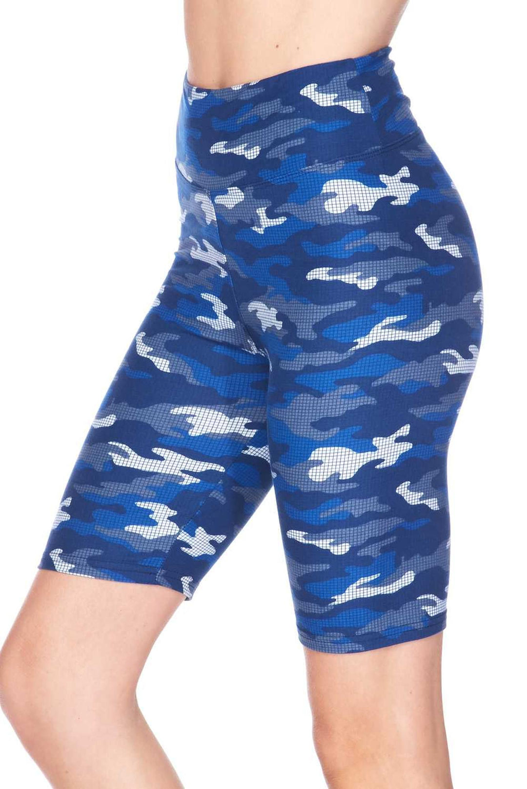 Buttery Soft Blue Grid Camouflage Shorts