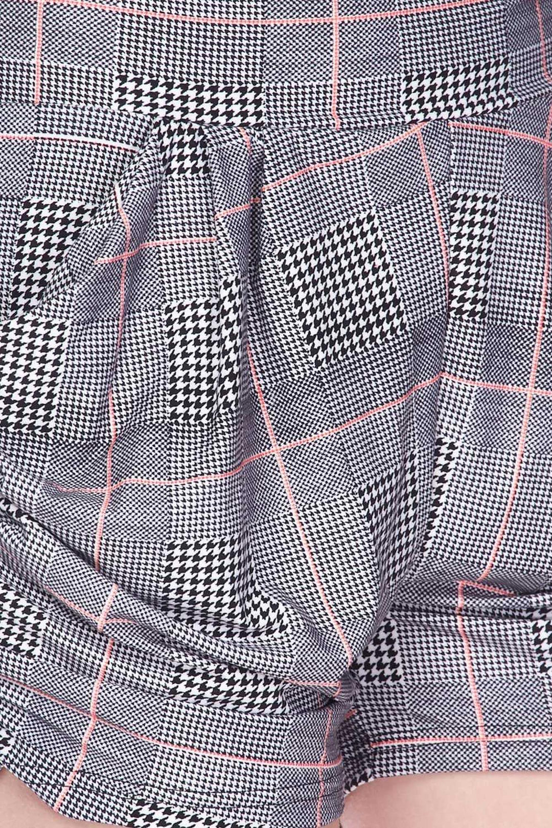 Buttery Soft Coral Accent Textured Houndstooth Harem Shorts