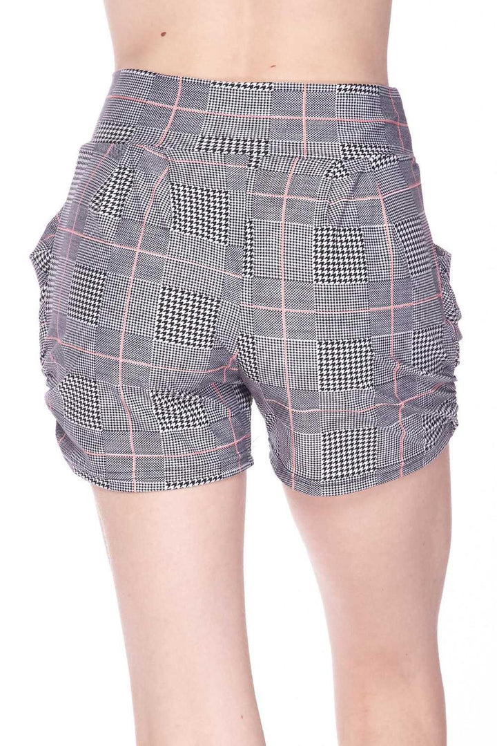 Buttery Soft Coral Accent Textured Houndstooth Harem Shorts