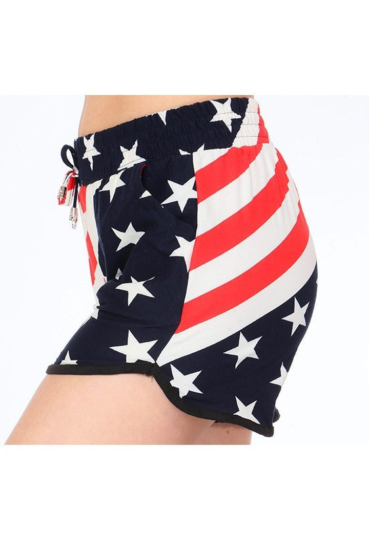 Buttery Soft Swirling USA Flag Dolphin Shorts