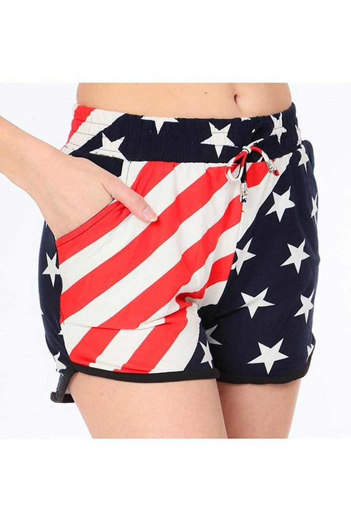 Buttery Soft Swirling USA Flag Dolphin Shorts