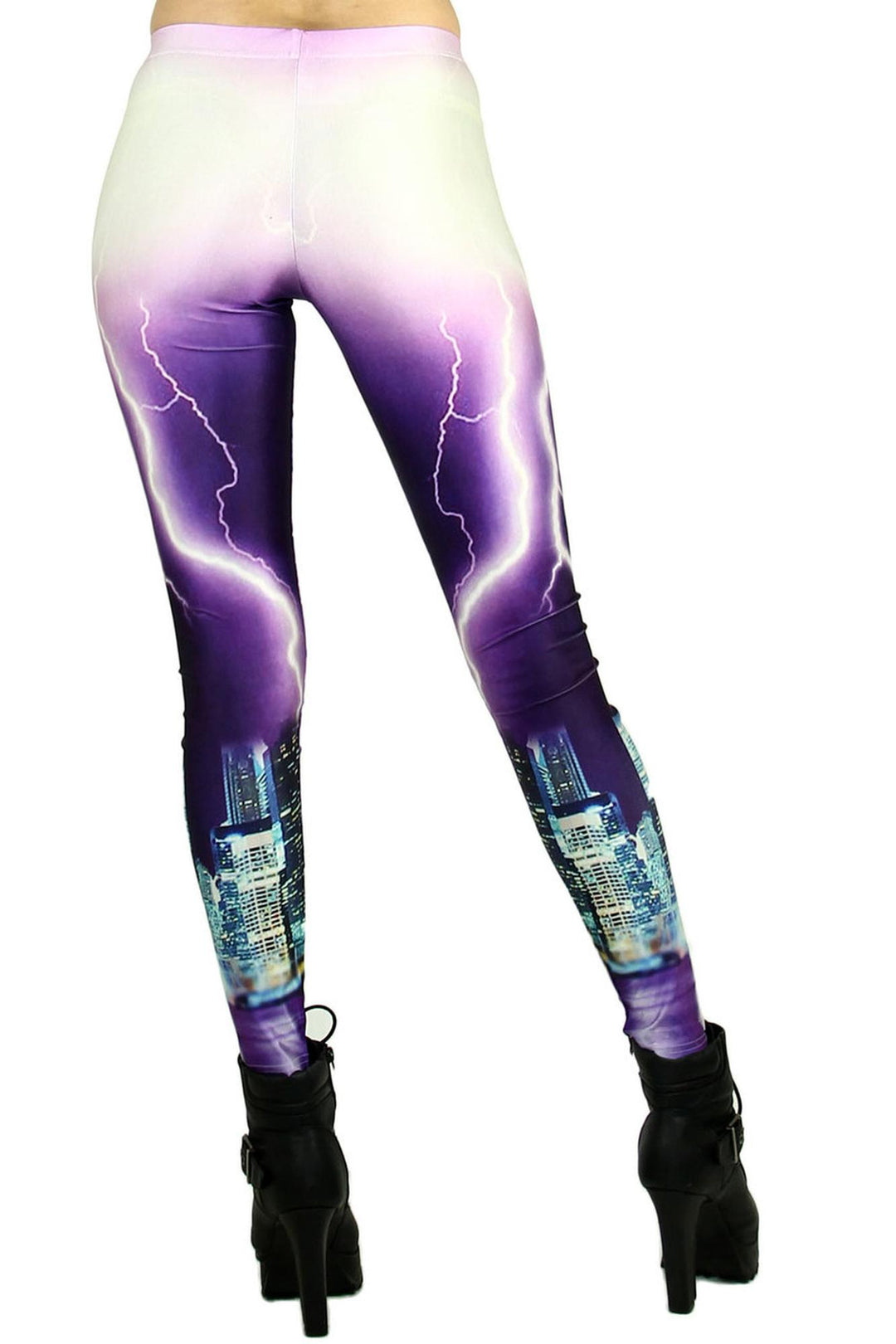Premium Graphic Purple Lightning Leggings Coral Onesize
