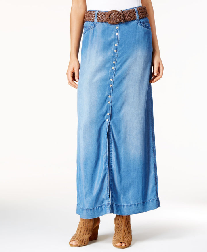 INC International Concepts Front Slit Denim Maxi Skirt